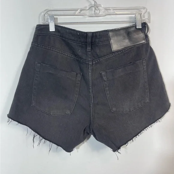 ONE TEASPOON TRUCKERS MID WAIST RELAXED DENIM JEAN SHORTS IN PURE BLACK SIZE 27 - Picture 10 of 16
